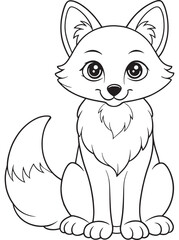 Arctic Fox Coloring Page Cute Northern Wildlife For Children © Milon Store