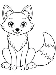 Arctic Fox Cute Animal Coloring Page For Kids Fun Drawing