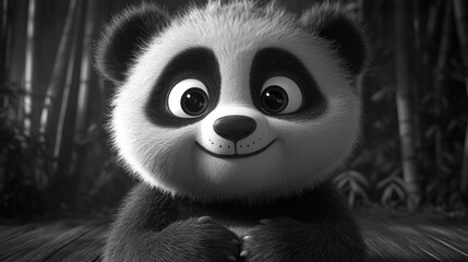 Fototapeta premium Cute panda cub, black and white (1)