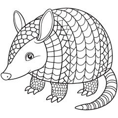 Armadillo Coloring Page Adorable Animal Illustration For Kids