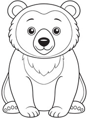 Cute Black Bear Coloring Page Asiatic Wildlife For Children
