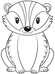 Badger Coloring Page For Kids Adorable Wildlife Animal Drawing