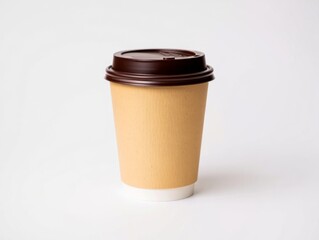 Disposable Coffee Cup Mockup on White Background for Branding Presentation and Design