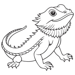 Bearded Dragon Coloring Page Line Art Reptile Drawing For Kids