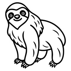 Cute sloth vector art in minimal line drawing style with transparent background for fun design ideas