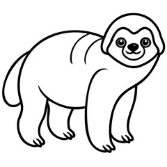 Cute sloth vector art in minimal line drawing style with transparent background for fun design ideas