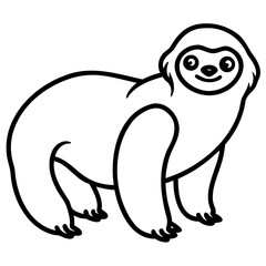 Vector illustration of sloth in smooth line art style displayed on transparent background