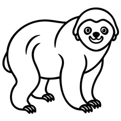 Sloth line art vector illustration on transparent background
