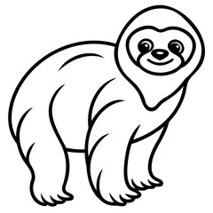 Minimal sloth outline drawing in vector format on transparent background perfect for logos and web graphics