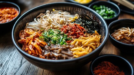 Delicious Asian Noodle Bowl with Toppings
