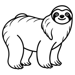 Sloth line art vector illustration on transparent background