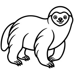 Sloth line art vector illustration isolated on transparent background for digital design and graphic projects