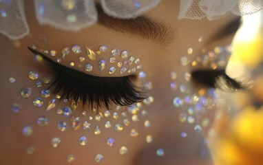 Close-up of decorated eyes