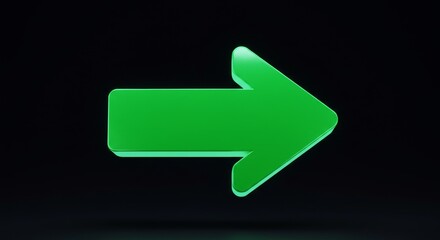 Green Arrow Navigation Icon - A vibrant green arrow pointing , perfect for website navigation or directional signage. Simple and modern design