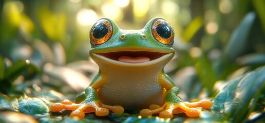 Cute Frog in a Forest Setting