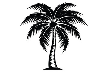 Majestic Palm Tree Silhouette Tropical Paradise Illustration