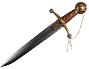 Runed Viking Blade with Leather Hilt Transparent Background