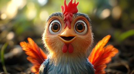 Cute cartoon chicken portrait