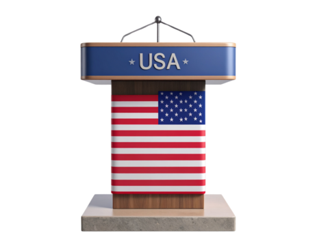 USA Emblem Podium for Speeches and Events, Transparent Background PNG