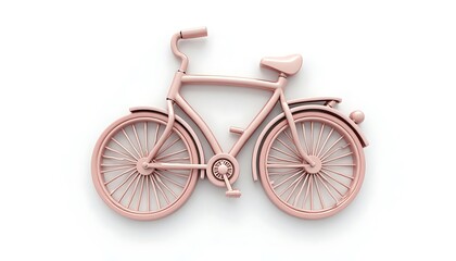 Fototapeta premium Classic Pink Bicycle Against White Background