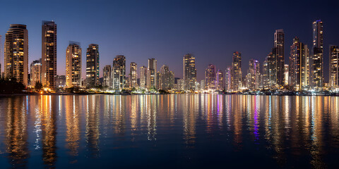 Fototapeta premium Vibrant City Skyline at Night