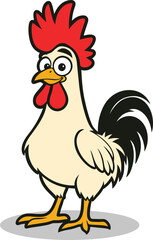 Rooster cute cartoon vector illustration