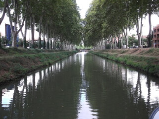 Canal du Midi in Toulouse, France, seen from a barge