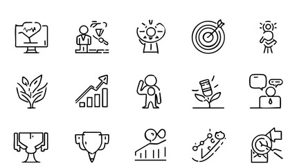 Minimalist Business Line Icons - Office Strategy Vector Set