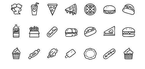 Modern Restaurant Menu Icons - Clean Stroke Illustration Pack
