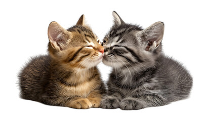 Obraz premium two kittens kissing very cute and adorable perfect for any animal lover or animal lover isolated on a transparent background