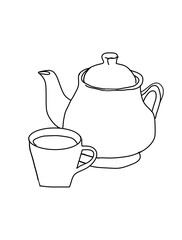 teapot and cup in illustration