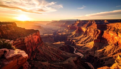 Obraz premium Spectacular Sunset over the Grand Canyon Arizona's Natural Wonder
