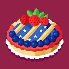 Fourth of July Raspberry Blueberry Pie vector illustration