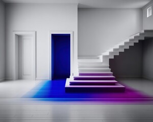 Fototapeta premium Modern interior with vibrant staircase