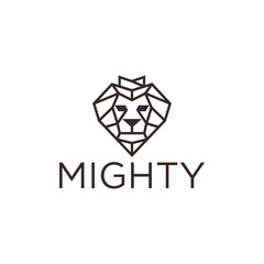 Minimalist Geometric Lion Head Monoline Design, Simple Logo and Mascot