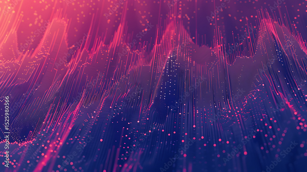 Poster abstract digital landscape with glowing lines and dots creating a futuristic and dynamic background 