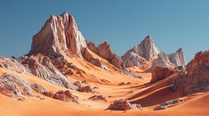 Striking Sandstone Peaks and Ridges under Clear Blue Sky Landscape
