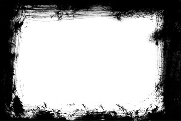 Grunge border texture background. Grunge style frames are black on a white background.