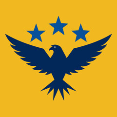 Fototapeta premium Eagle flying over five stars vector illustration