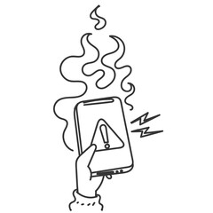 phone warning overheat fire icon doodle