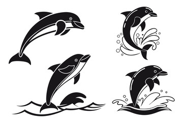 Naklejka premium set of dolphins