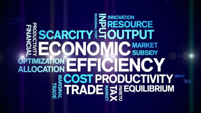 Economic Efficiency animated word cloud;text design animation tag kinetic typography seamless loop.
