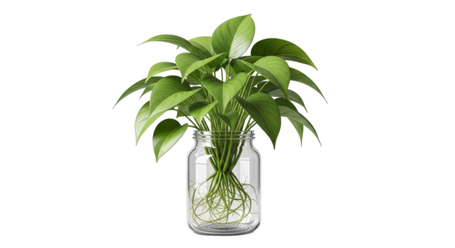 Pothos plant roots thriving jar