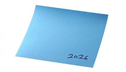 Light blue sticky note with year