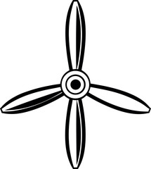 Four Bladed Propeller Illustration on a White Background vector silhouette