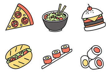 set of pizza icons