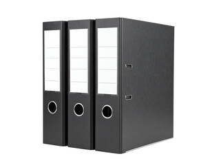 Set of black office binders for organization.