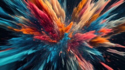 Vibrant color explosion, radiating streaks.