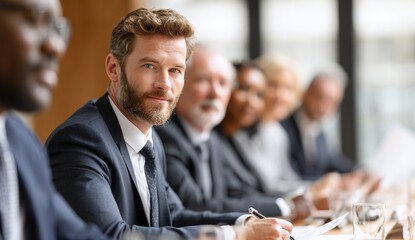 Business people sitting together at conference table