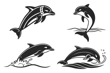 Naklejka premium set of dolphins